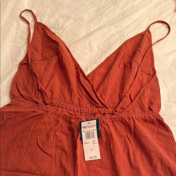 Rust Orange Romper with Ruffle Hem - Picture 2 of 4